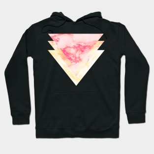 Pattern 3 Triangles Pink / Yellow Marble Effect Hoodie